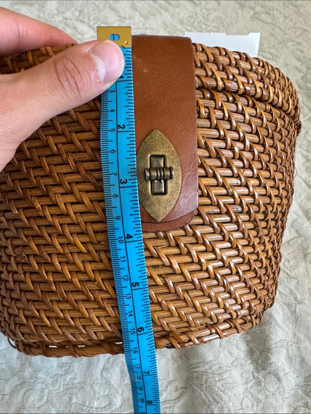 Patricia Nash Brown Woven Round Mini Italian Leather Crossbody Bag - Picture 16 of 16